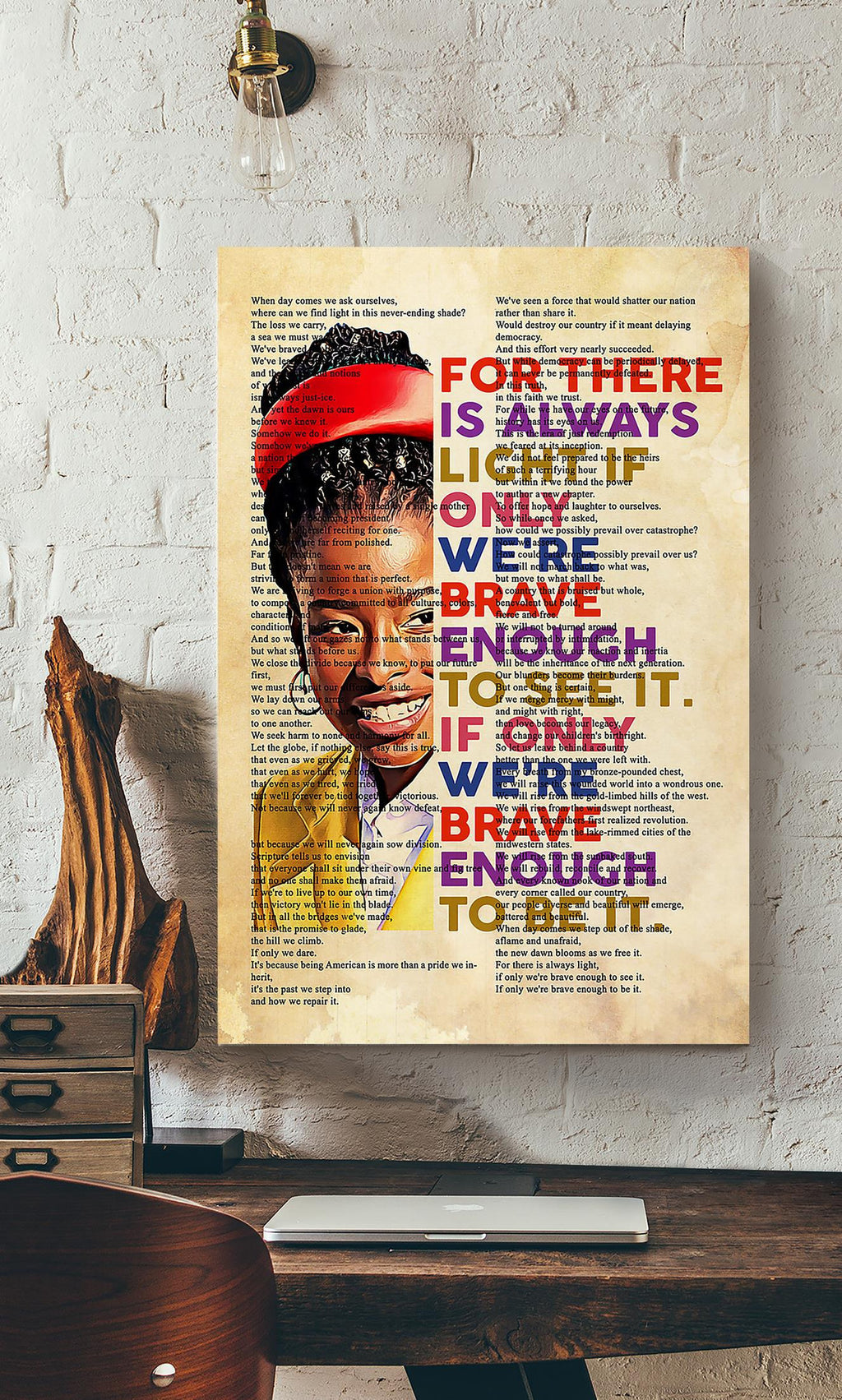 Amanda Gorman There Is Always Light Poem Amanda Gorman Wall Art Gift For Book Lovers Women Canvas Gallery Wrapped Canvas Framed Gift Idea Framed Prints, Canvas