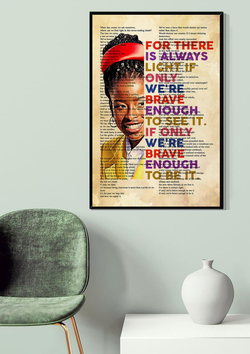 Amanda Gorman There Is Always Light Poem Amanda Gorman Wall Art Gift For Book Lovers Women Canvas Gallery Wrapped Canvas Framed Gift Idea Framed Prints, Canvas