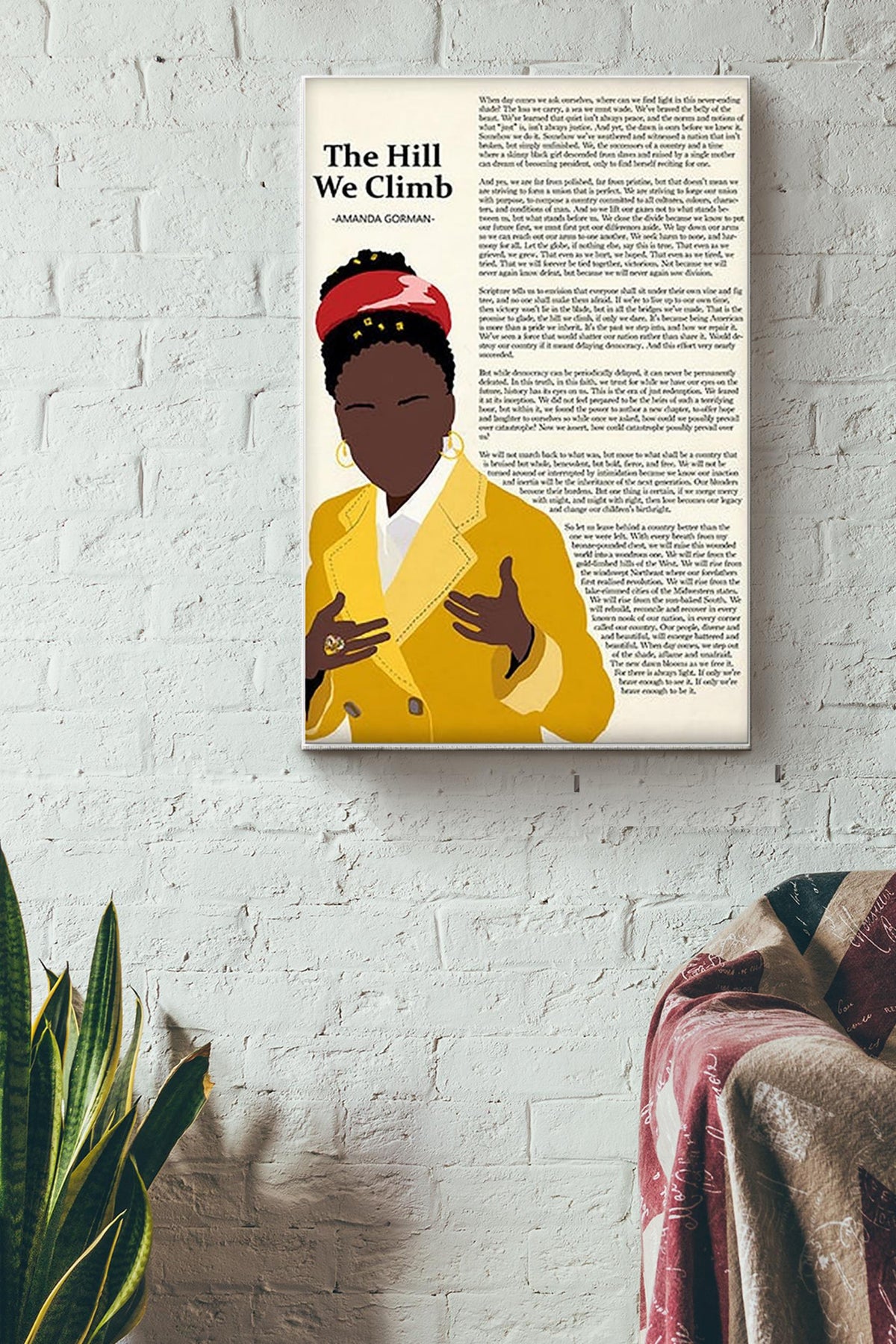 Amanda Gorman Poster The Hill We Climb amanda gordon inauguration Canvas Gallery Wrapped Canvas Framed Gift Idea