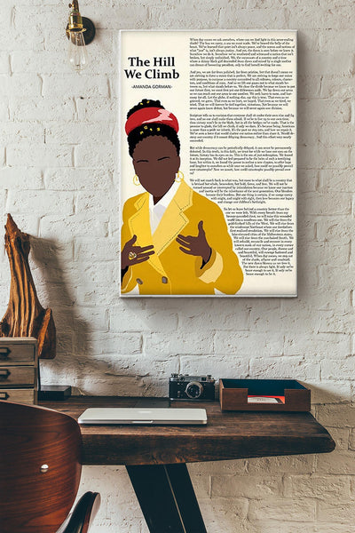 Amanda Gorman Poster The Hill We Climb amanda gordon inauguration Canvas Gallery Wrapped Canvas Framed Gift Idea