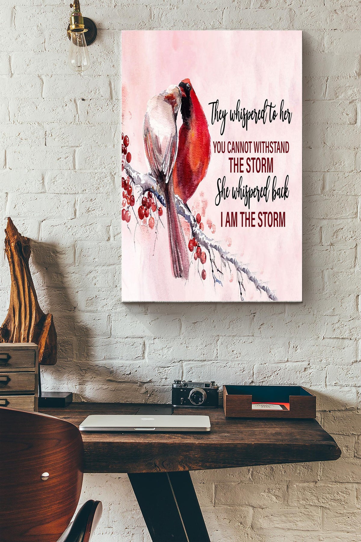 Cardinal She Whispered Back I Am The Storm Canvas Wall Art Poster Anniversary Birthday Christmas Housewarming Gift Home Decor Canvas Gallery Wrapped Canvas Framed Gift Idea Framed Prints, Canvas