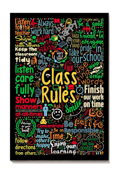 Back To School Class Rules Canvas Gallery Wrapped Canvas Framed Gift Idea