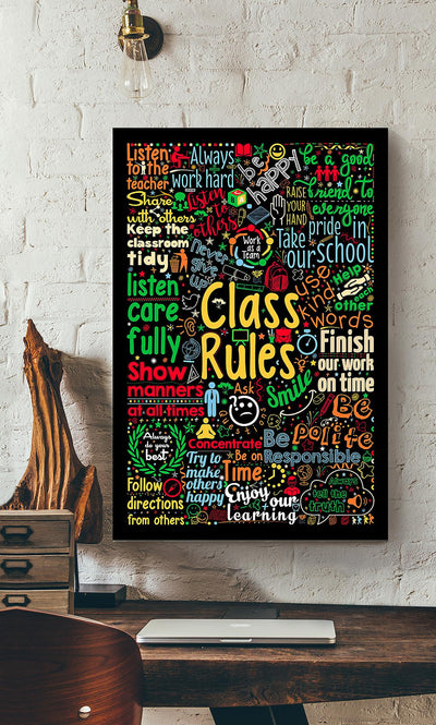 Back To School Class Rules Canvas Gallery Wrapped Canvas Framed Gift Idea