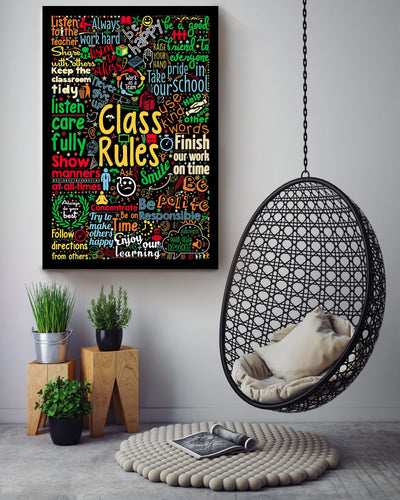 Back To School Class Rules Canvas Gallery Wrapped Canvas Framed Gift Idea