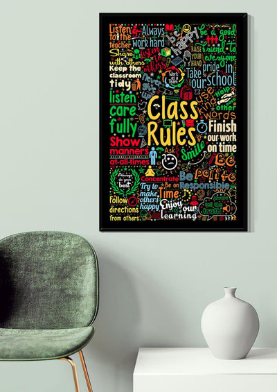 Back To School Class Rules Canvas Gallery Wrapped Canvas Framed Gift Idea