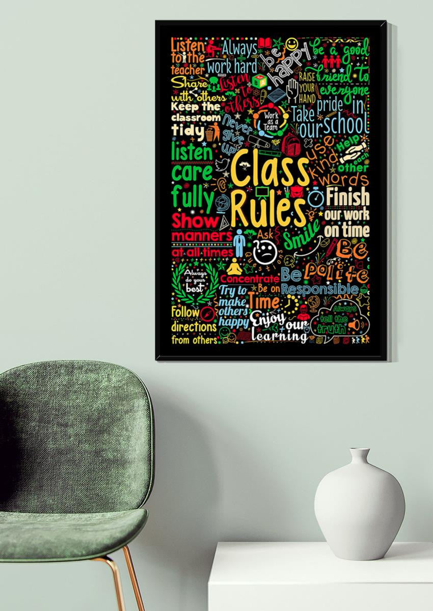 Back To School Class Rules Canvas Gallery Wrapped Canvas Framed Gift Idea