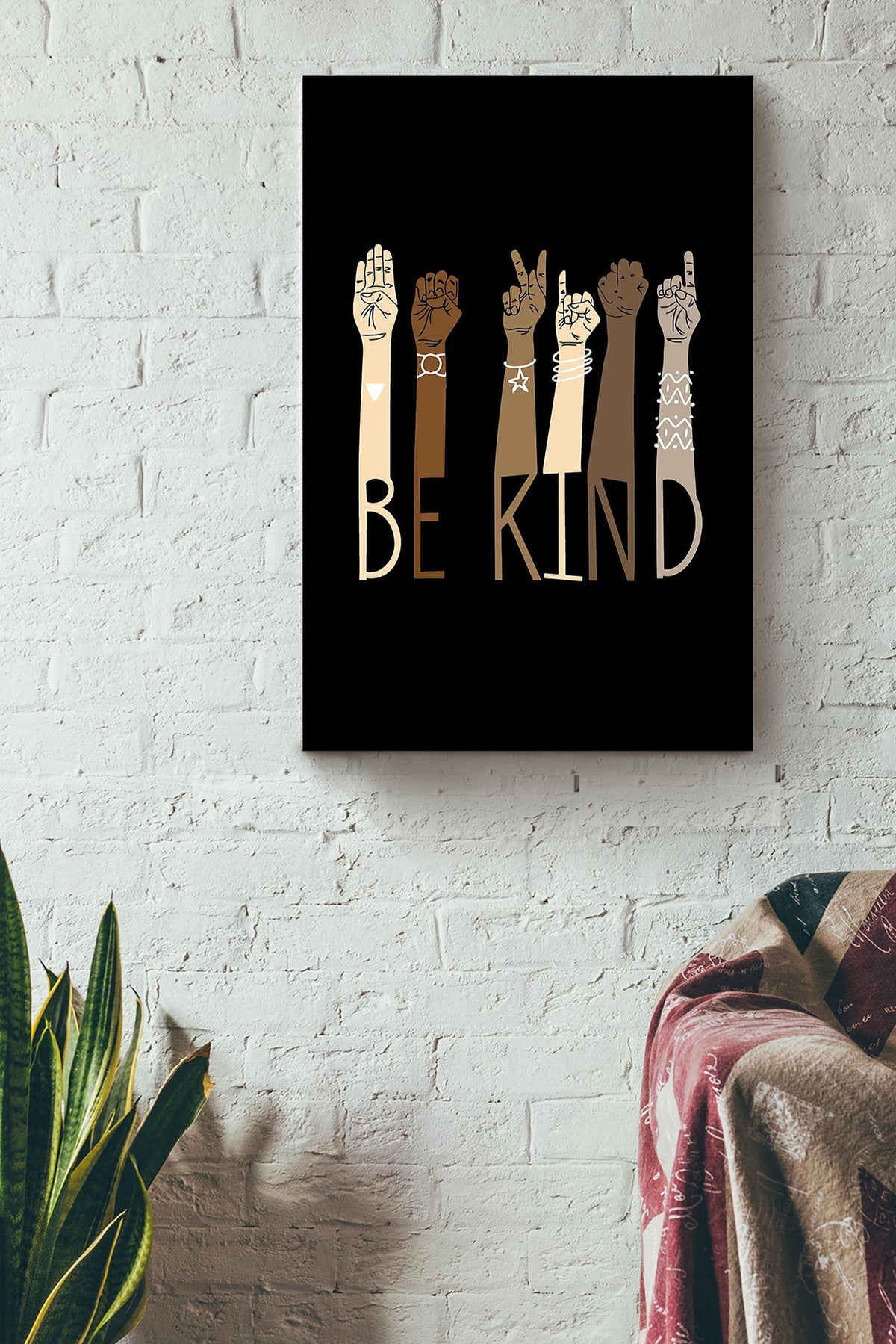 Be Kind With Everybody Sign Language Gift For Black Lives Matter Stop Asian Hate Canvas