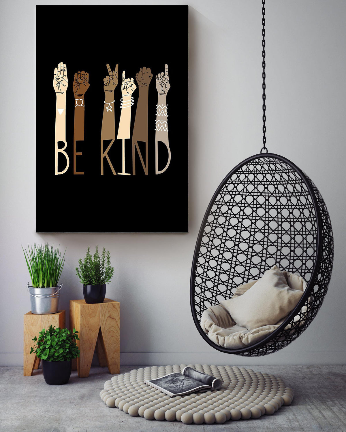 Be Kind With Everybody Sign Language Gift For Black Lives Matter Stop Asian Hate Canvas