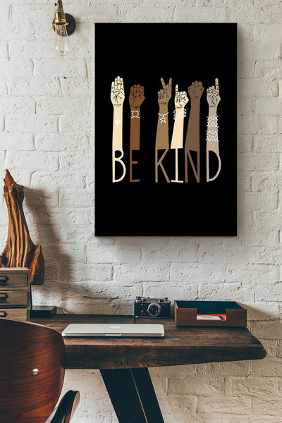 Be Kind With Everybody Sign Language Gift For Black Lives Matter Stop Asian Hate Canvas