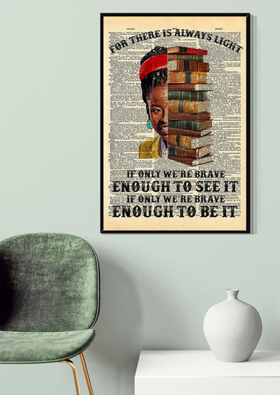 Book There Is Always Light Quote Wall Art For Book Lover Reading Room Library Decor Canvas Gallery Wrapped Canvas Framed Gift Idea Framed Prints, Canvas