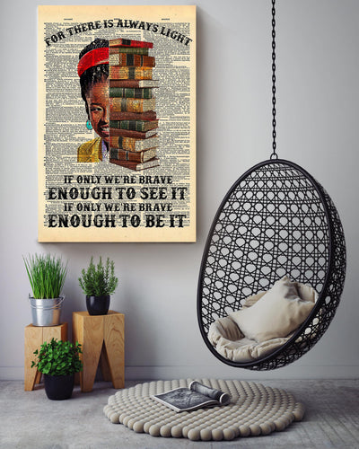 Book There Is Always Light Quote Wall Art For Book Lover Reading Room Library Decor Canvas Gallery Wrapped Canvas Framed Gift Idea Framed Prints, Canvas