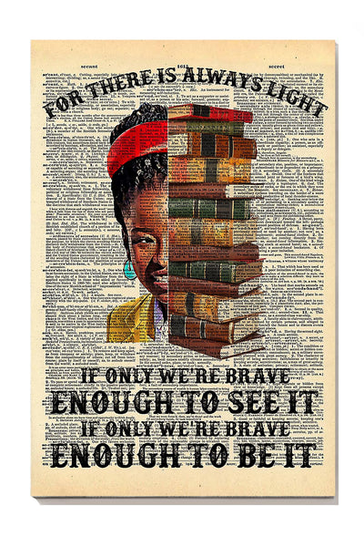 Book There Is Always Light Quote Wall Art For Book Lover Reading Room Library Decor Canvas Gallery Wrapped Canvas Framed Gift Idea Framed Prints, Canvas
