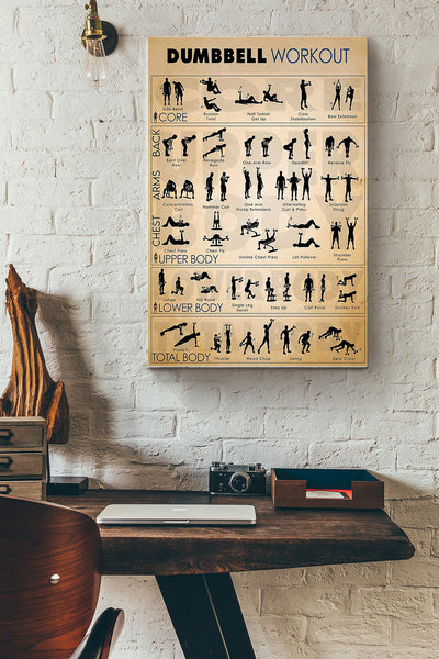 Bumbbell Workout Fitness Poster Canvas Gallery Wrapped Canvas Framed Gift Idea