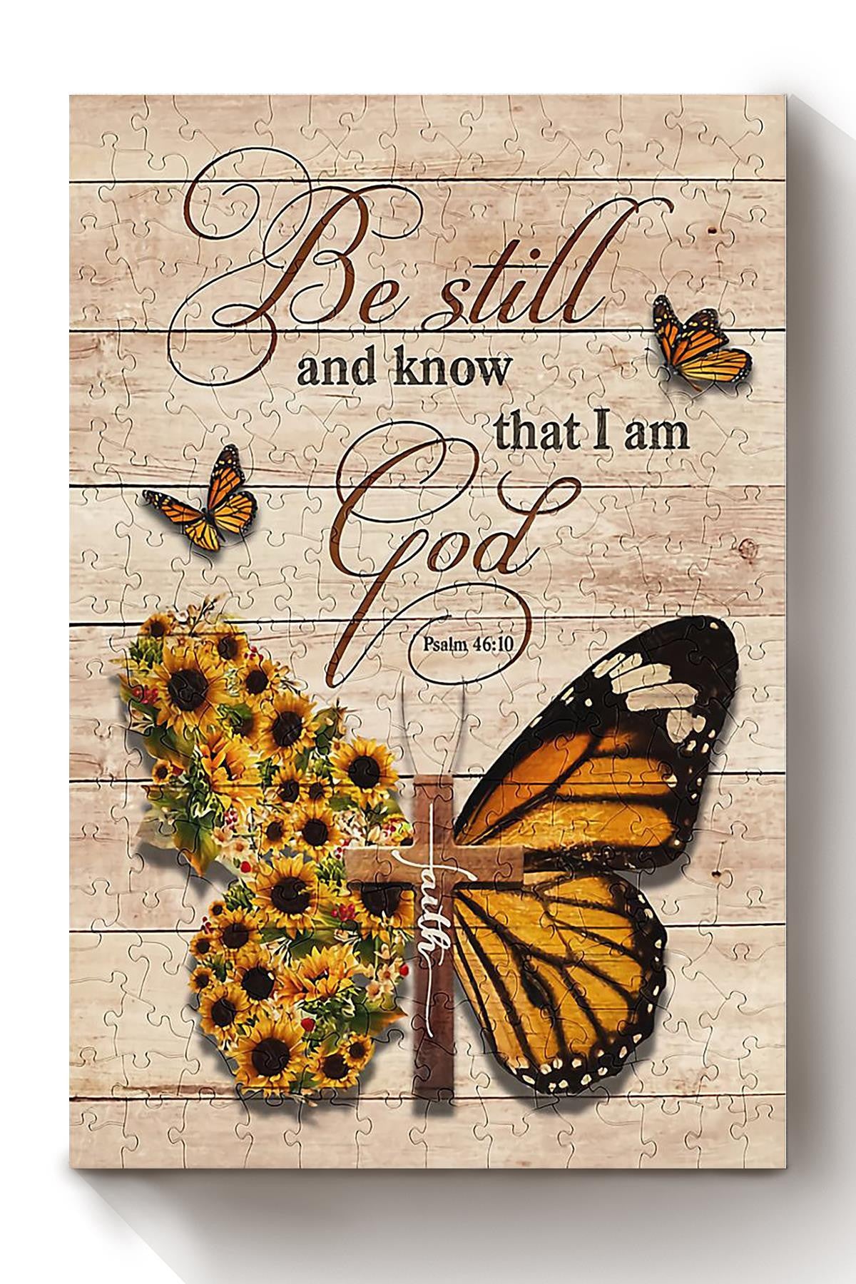 Bestill And Know That I'm God Memorial Quote Wall Art Gift For Christant Canvas Framed Prints, Canvas