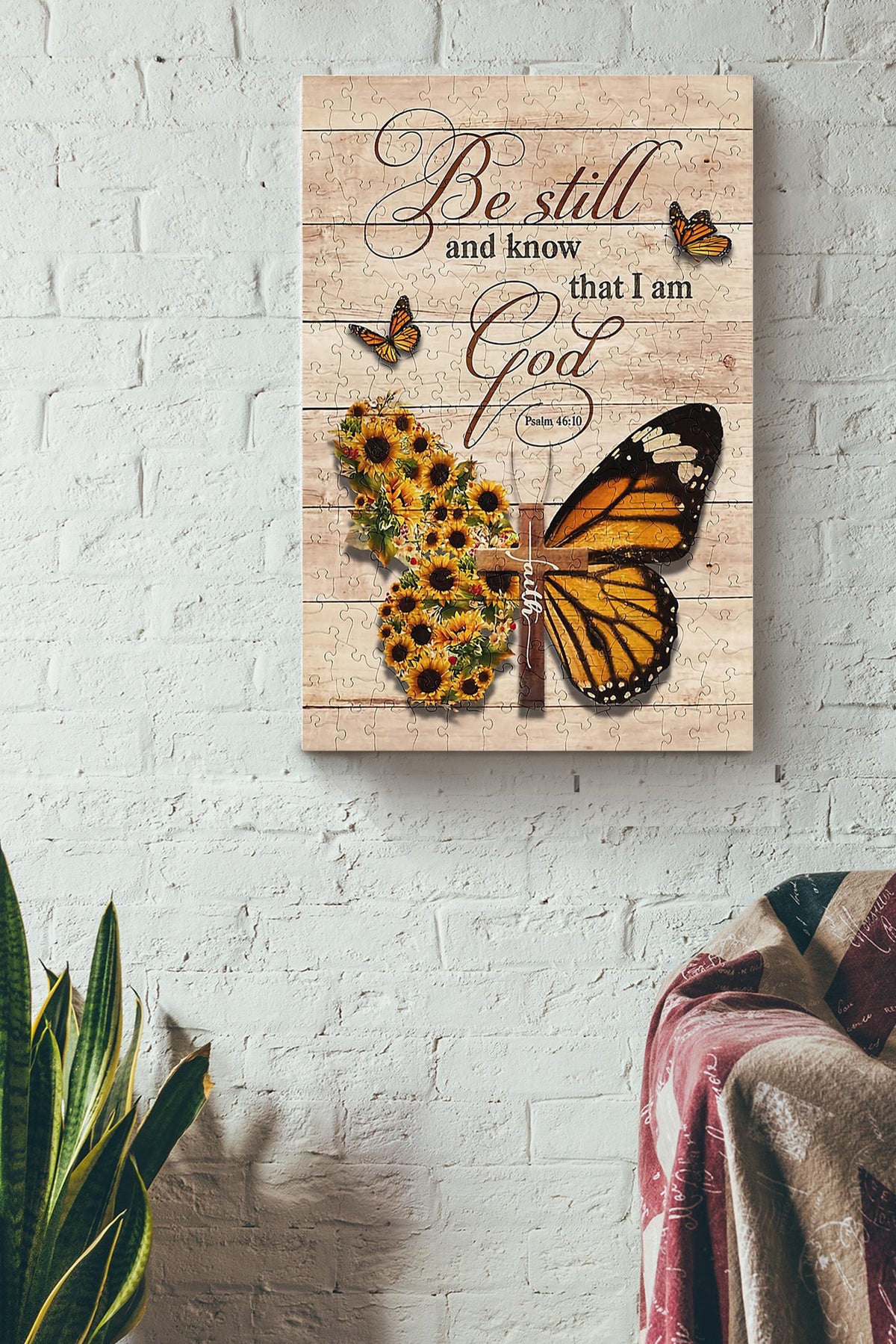 Bestill And Know That I'm God Memorial Quote Wall Art Gift For Christant Canvas Framed Prints, Canvas