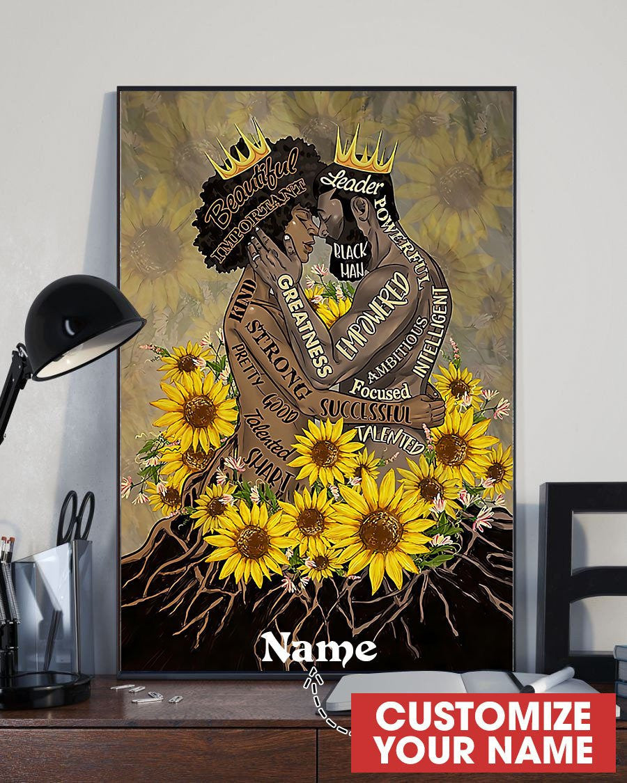 Black King & Queen Wall Art Decor Personalized Prints Home Decor Gift Idea Birthday Framed Prints, Canvas