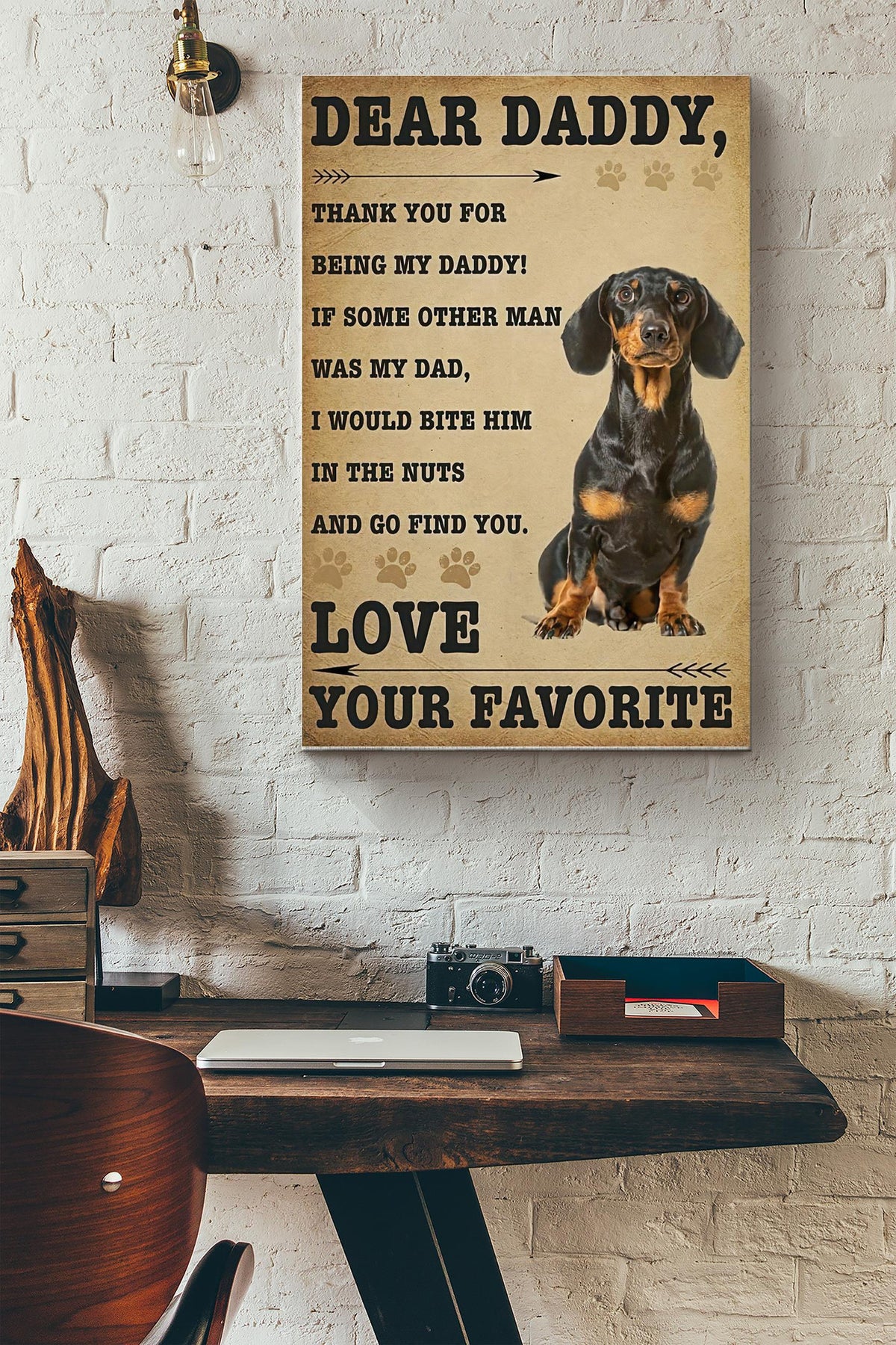 Dear Daddy Thank You For Being My Dad Poster - Fatherhood Wall Art - Gift For Father Dad Daddy Papa Father Day Dad Birthday Home Decor Livingroom Decor Canvas Gallery Wrapped Canvas Framed Gift Idea Framed Prints, Canvas