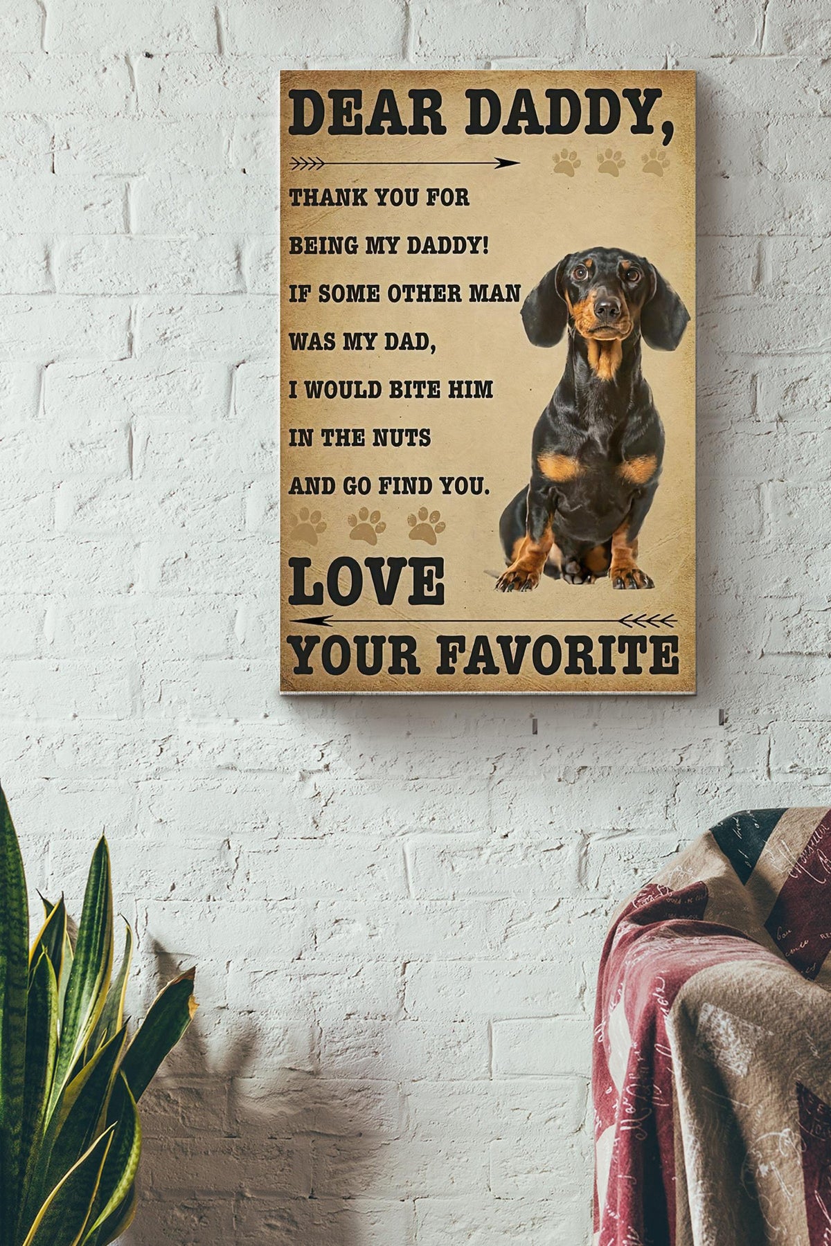 Dear Daddy Thank You For Being My Dad Poster - Fatherhood Wall Art - Gift For Father Dad Daddy Papa Father Day Dad Birthday Home Decor Livingroom Decor Canvas Gallery Wrapped Canvas Framed Gift Idea Framed Prints, Canvas