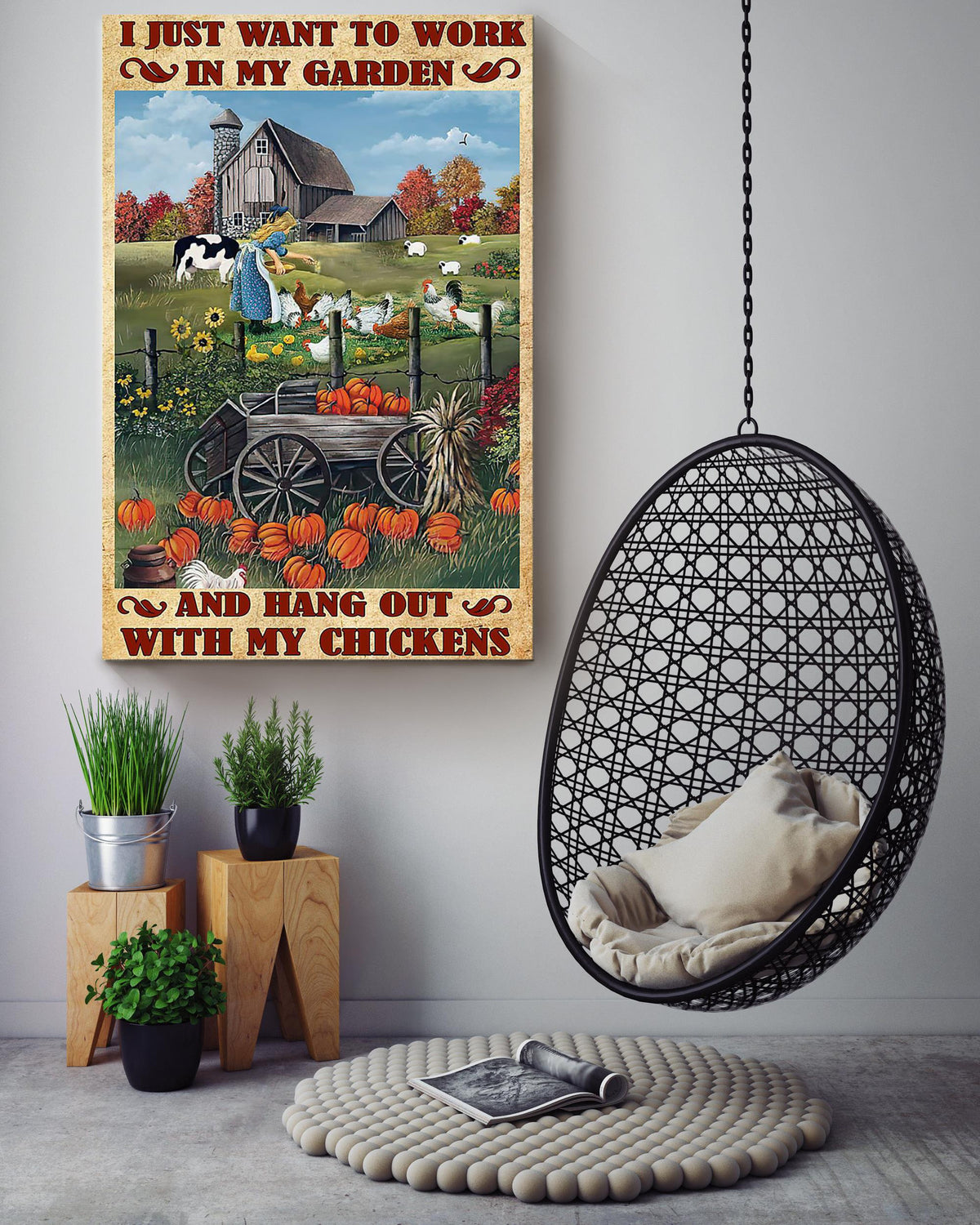 I Just Want To Work In My Garden Poster Gardening Wall Art For Home Farmhouse Decor Housewarming Canvas Framed Prints, Canvas
