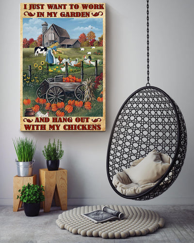 I Just Want To Work In My Garden Poster Gardening Wall Art For Home Farmhouse Decor Housewarming Canvas Framed Prints, Canvas
