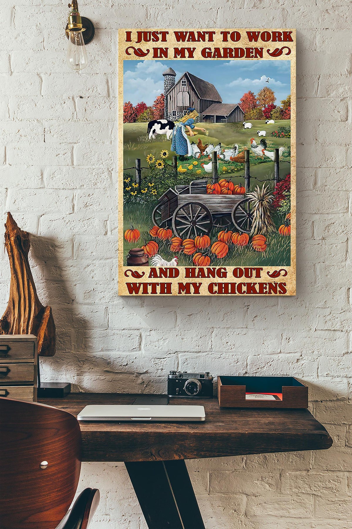 I Just Want To Work In My Garden Poster Gardening Wall Art For Home Farmhouse Decor Housewarming Canvas Framed Prints, Canvas