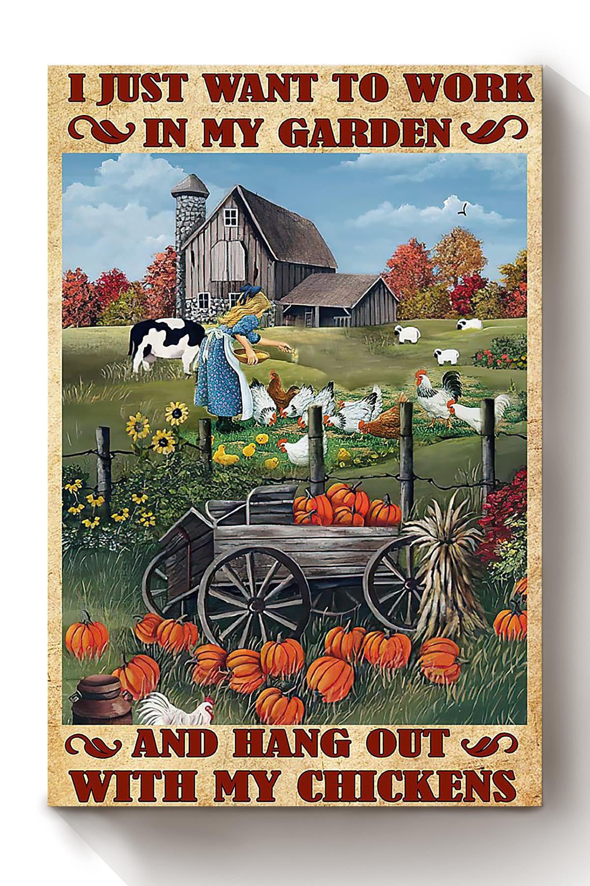 I Just Want To Work In My Garden Poster Gardening Wall Art For Home Farmhouse Decor Housewarming Canvas Framed Prints, Canvas