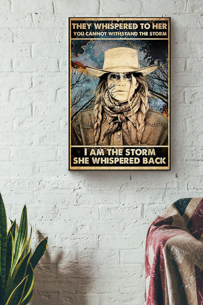 Cowgirl They Whispered To Her Motivation Quote Wall Art Gift For Girl Woman's Day 05 Canvas Framed Prints, Canvas
