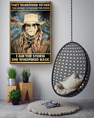 Cowgirl They Whispered To Her Motivation Quote Wall Art Gift For Girl Woman's Day 05 Canvas Framed Prints, Canvas
