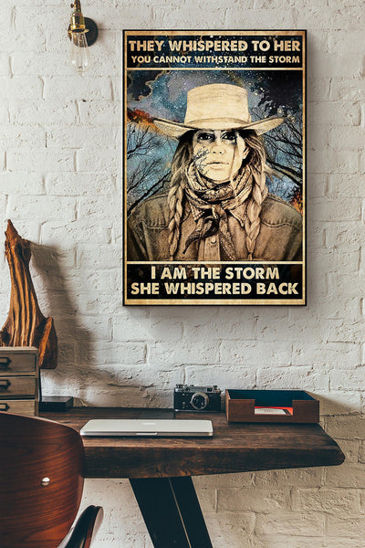 Cowgirl They Whispered To Her Motivation Quote Wall Art Gift For Girl Woman's Day 05 Canvas Framed Prints, Canvas