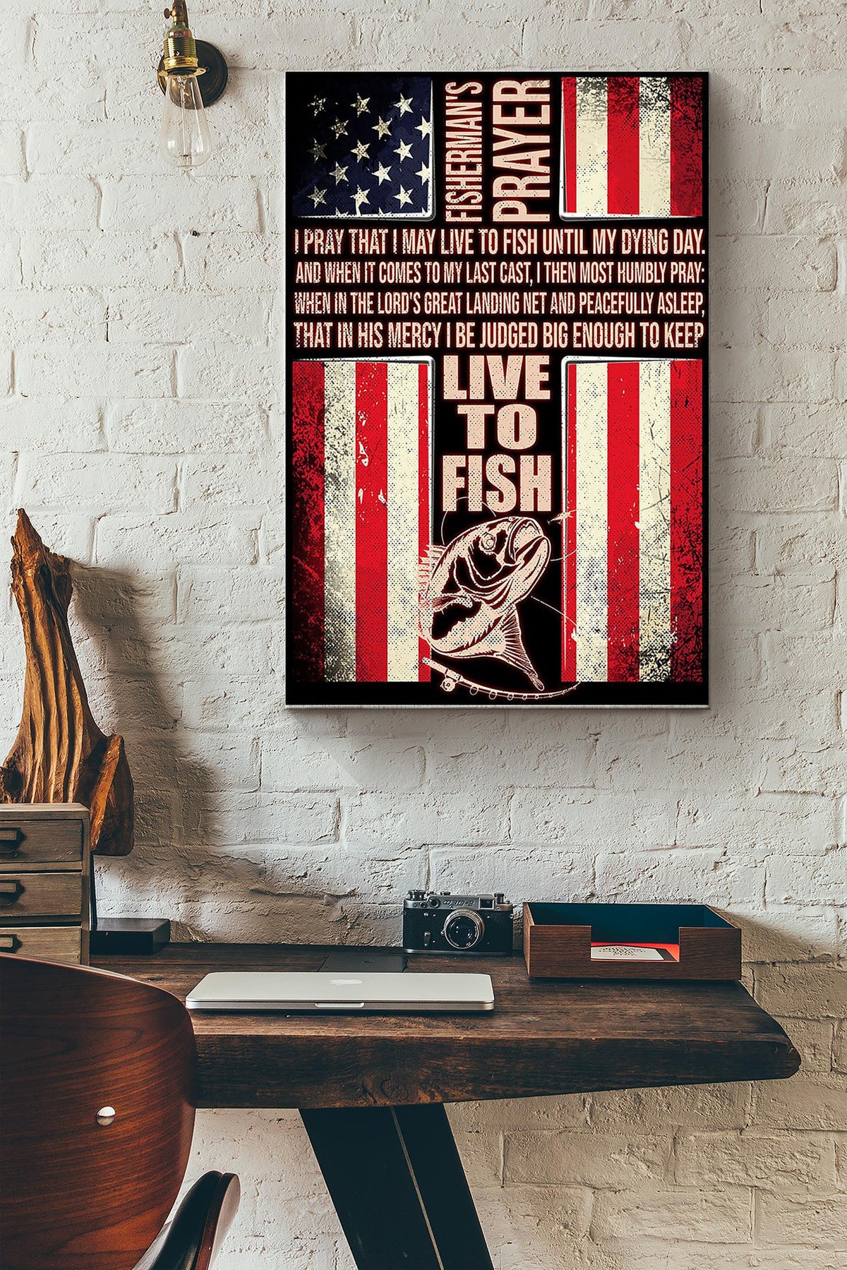 Fishing Fishermans Prayer Canvas Gallery Wrapped Canvas Framed Gift Idea