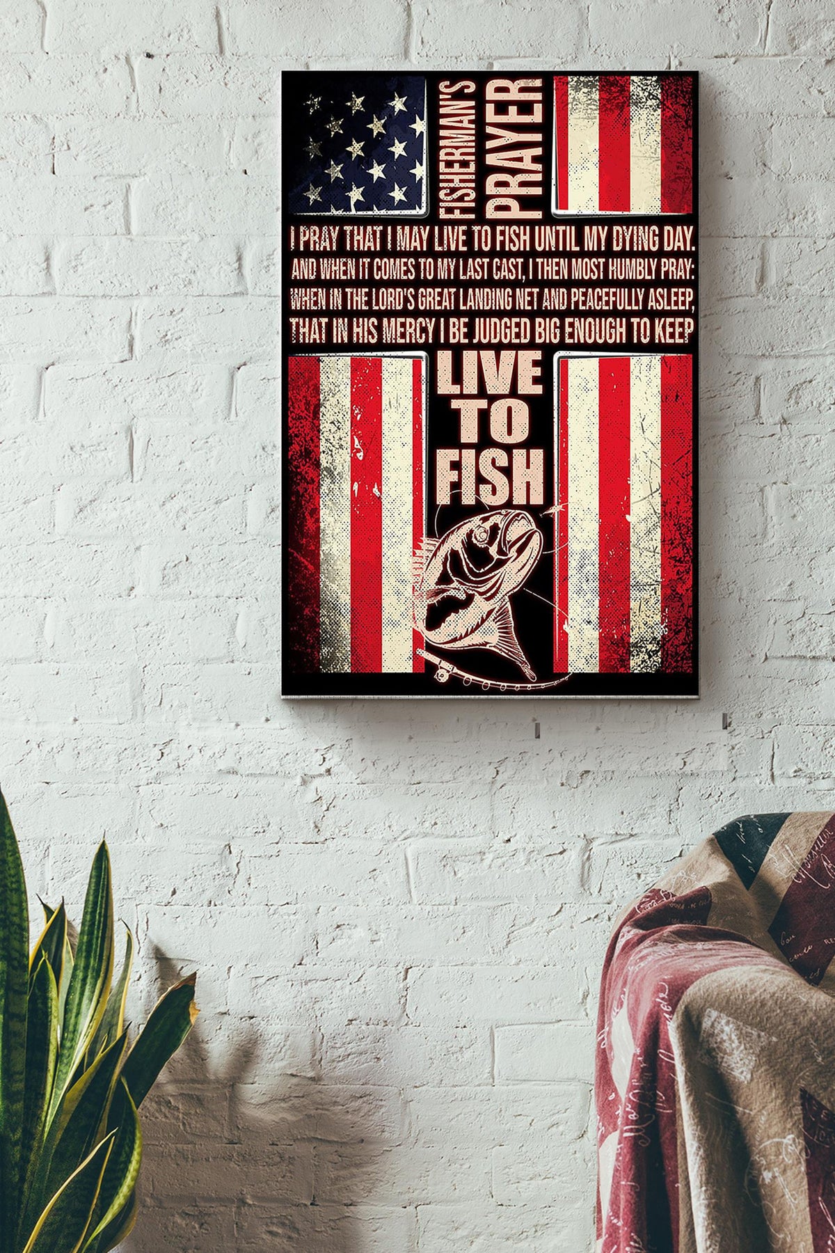 Fishing Fishermans Prayer Canvas Gallery Wrapped Canvas Framed Gift Idea