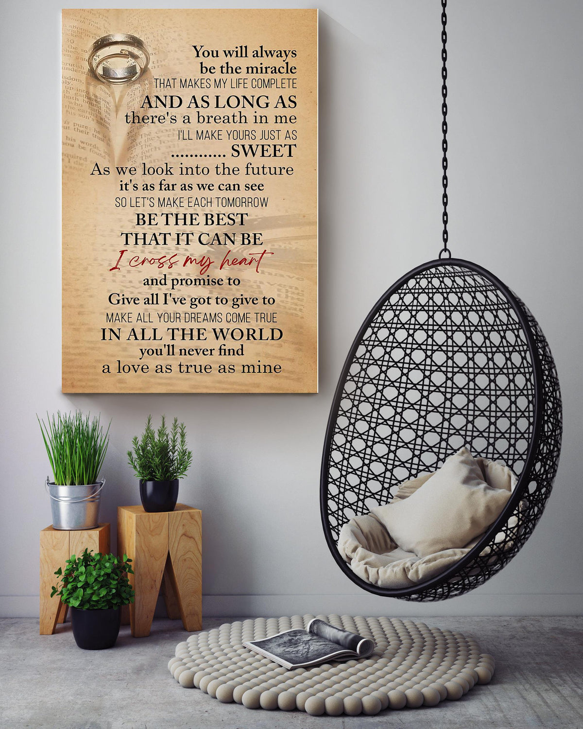 I Cross My Heart Lyrics Wall Art For Couple Soulmate Valentine Canvas Gallery Wrapped Canvas Framed Gift Idea Framed Prints, Canvas