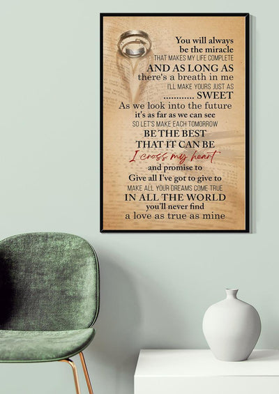 I Cross My Heart Lyrics Wall Art For Couple Soulmate Valentine Canvas Gallery Wrapped Canvas Framed Gift Idea Framed Prints, Canvas