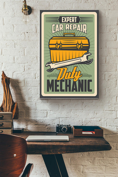 Expert Car Repair Duty Mechanic Canvas Gallery Wrapped Canvas Framed Gift Idea