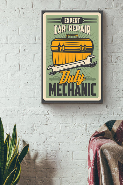 Expert Car Repair Duty Mechanic Canvas Gallery Wrapped Canvas Framed Gift Idea