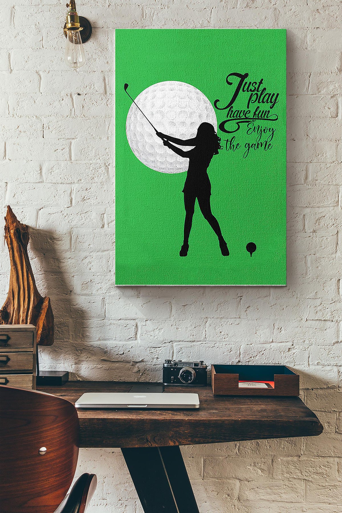 Golf Just Play Have Fun Enjoy The Game Canvas Gallery Wrapped Canvas Framed Gift Idea