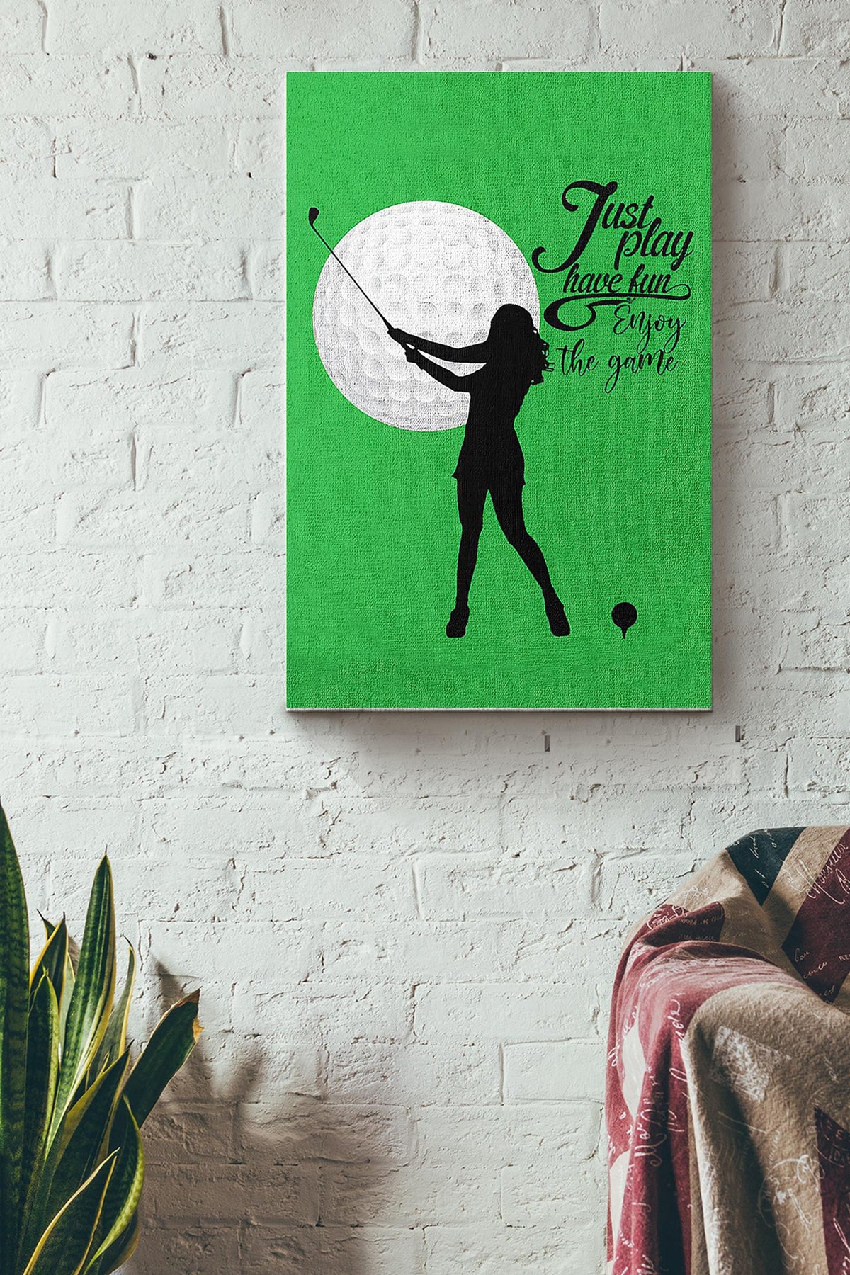 Golf Just Play Have Fun Enjoy The Game Canvas Gallery Wrapped Canvas Framed Gift Idea