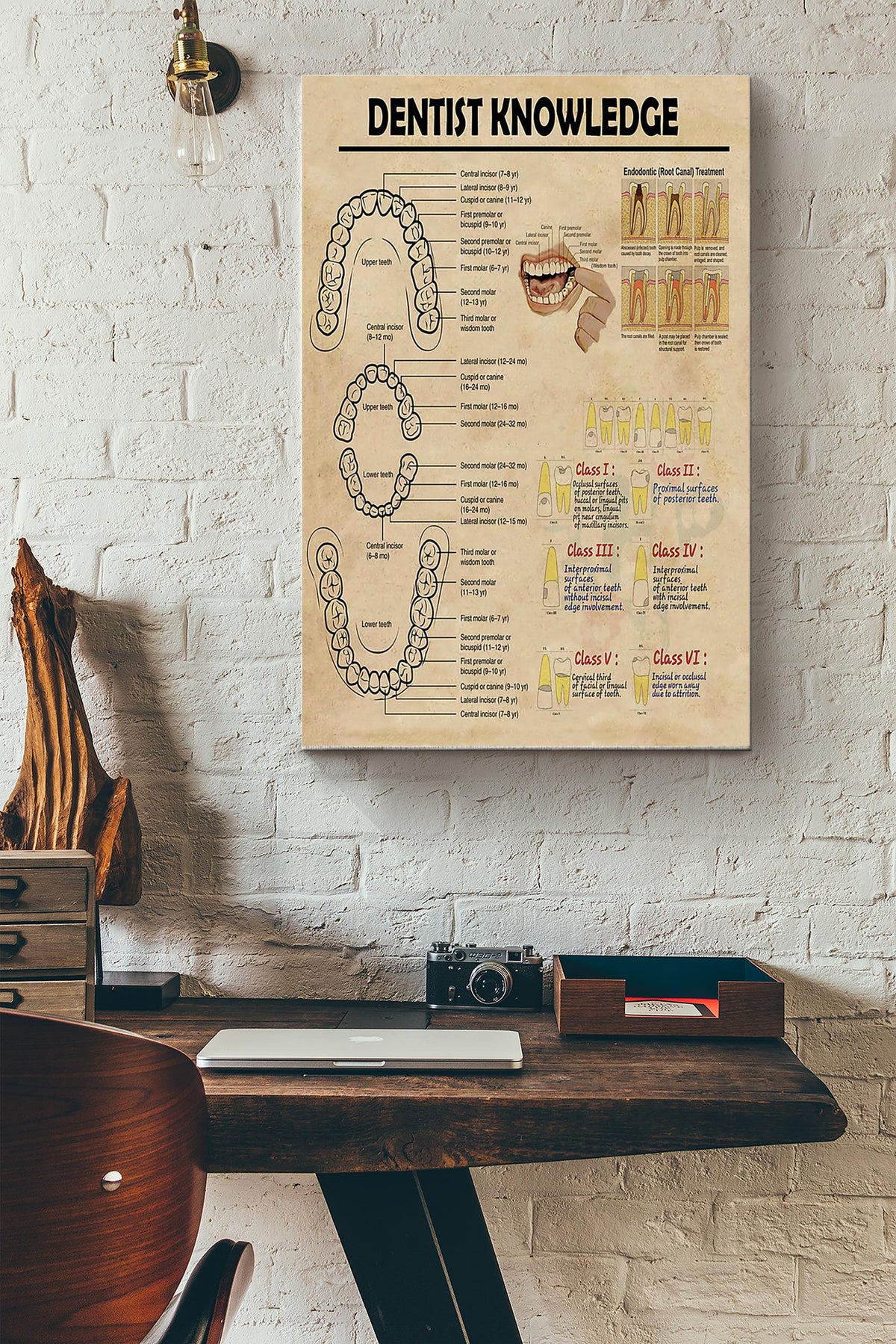Dentist Knowledge Things You Need To Know About Dentist Poster Canvas Gallery Wrapped Canvas Framed Gift Idea