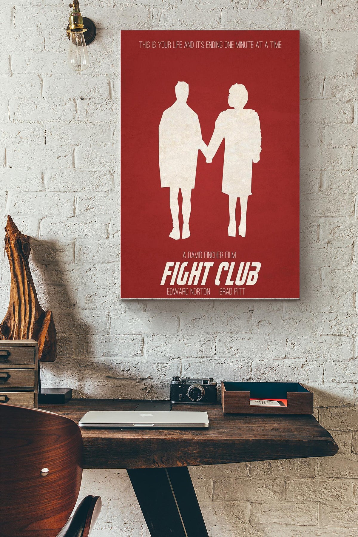 Fight Club Minimalist Poster Movie Wall Art Canvas Gallery Wrapped Canvas Framed Gift Idea Framed Prints, Canvas