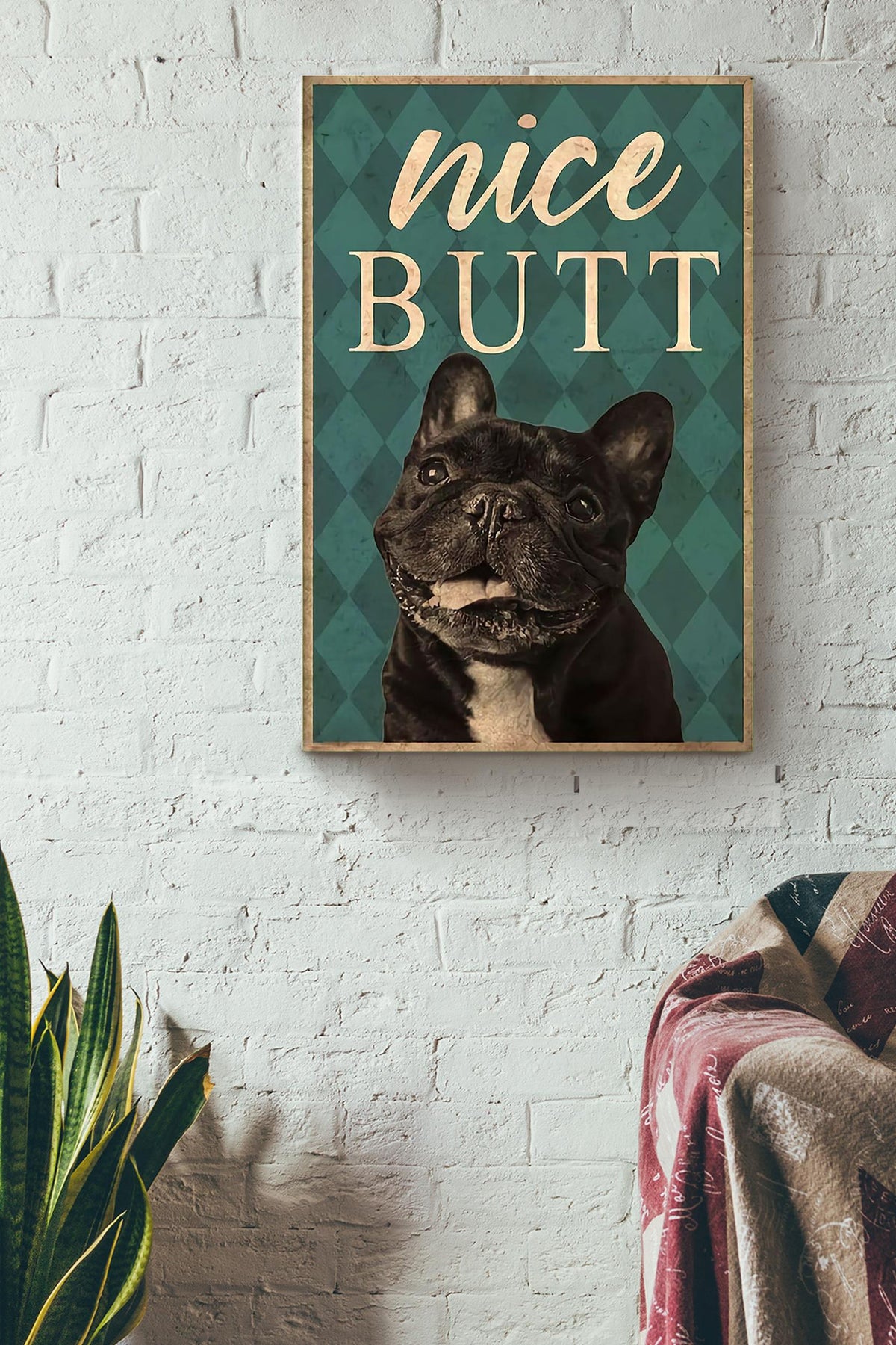 Funny Bulldog Nice Bum Vintage Retro Gift For Dog Lover Canvas