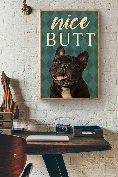 Funny Bulldog Nice Bum Vintage Retro Gift For Dog Lover Canvas
