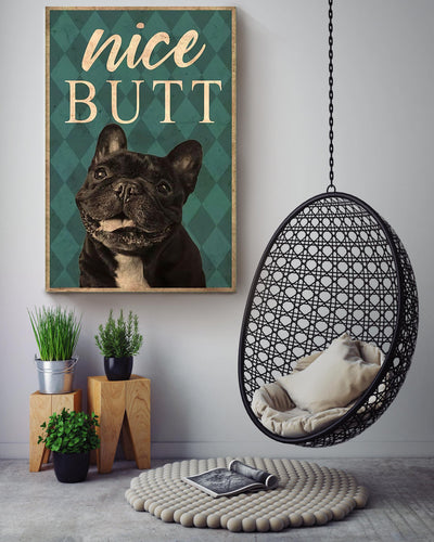 Funny Bulldog Nice Bum Vintage Retro Gift For Dog Lover Canvas
