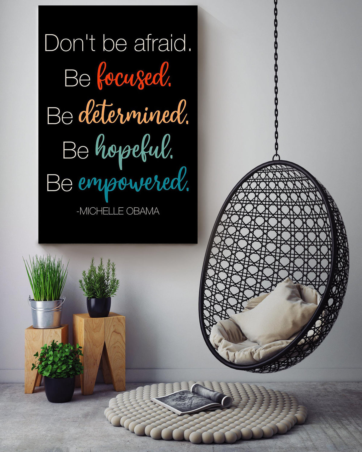 Don't Be Afraid Motivation Quote Wall Art For Home Decor Housewarming Canvas Framed Prints, Canvas