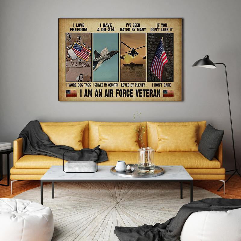 I Am An Air Force Veteran Poster, Air Force Veteran Single Vintage  Office Gift 06672 Framed Prints, Canvas