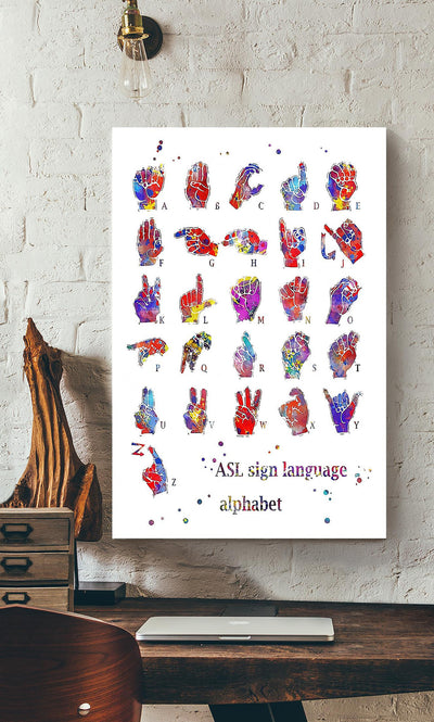Als Sign Language Alphabet Wall Art Gift For Als Patient Canvas Gallery Wrapped Canvas Framed Gift Idea Framed Prints, Canvas