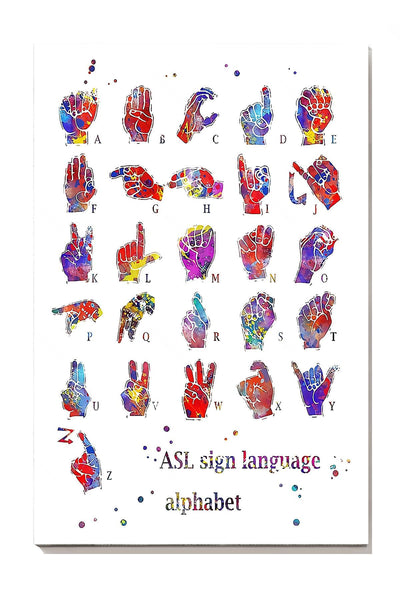 Als Sign Language Alphabet Wall Art Gift For Als Patient Canvas Gallery Wrapped Canvas Framed Gift Idea Framed Prints, Canvas