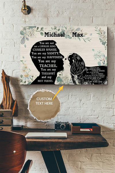 Cavalier King Charles Boy Therapist Best Friend Personalized Poster - Animal Wall Art - Gift For Dog Lover Dog Foster Puppy Fan Canvas Gallery Wrapped Canvas Framed Gift Idea Framed Prints, Canvas