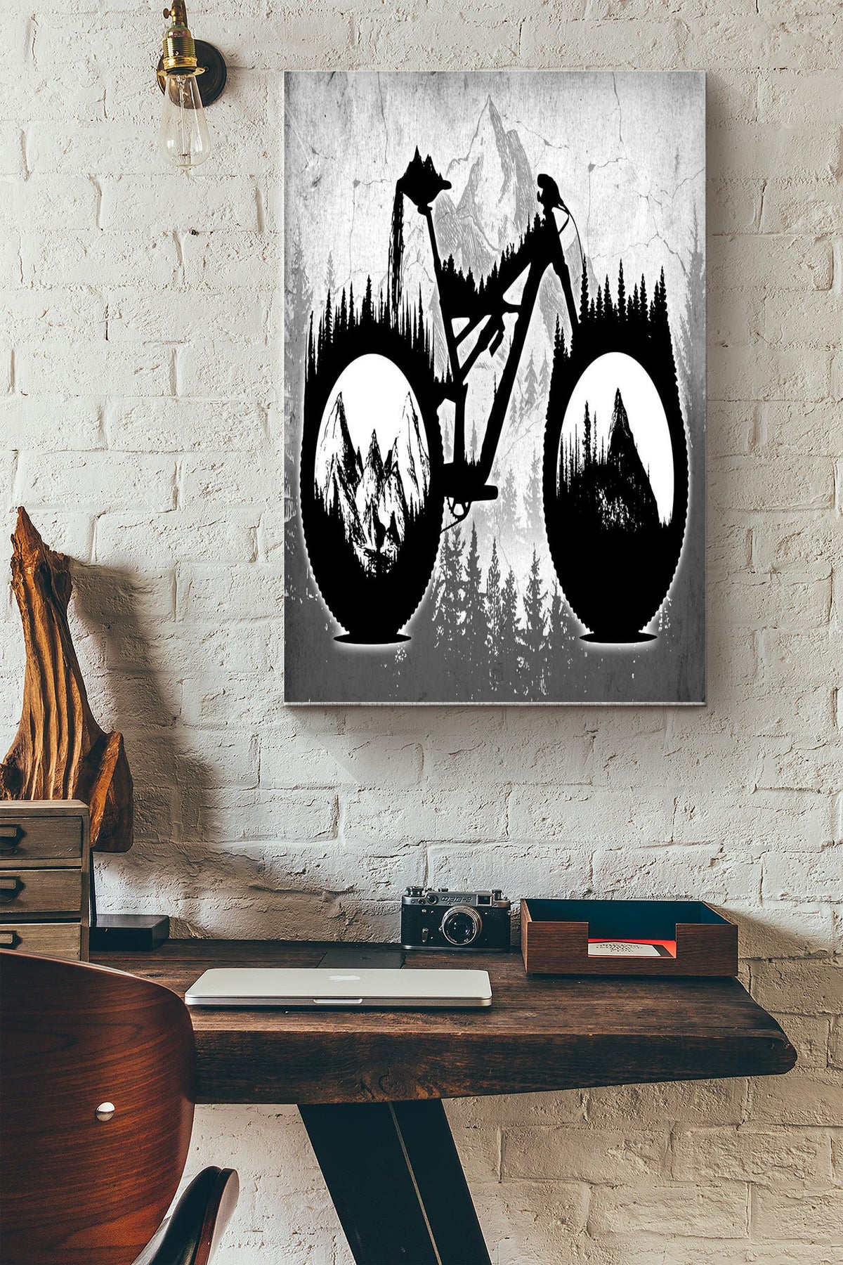 Cycling Hiking Mountain Black And White Vintage Poster - Sport Wall Art - Gift For Traveling Lover Cycling Lover Racer Cycle Hiking Mountain Lover Canvas Gallery Wrapped Canvas Framed Gift Idea Framed Prints, Canvas
