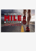 Go Extra Mile It's Never Crowded Motivation Quote Wall Art Gift For Marathon Runner Home Decor Framed Prints, Canvas