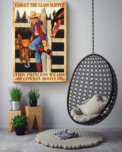 Forget The Glass Slipper Cowgirl Poster Horse Riding Wall Art Cowgirl Cowboy Gift Canvas Framed Prints, Canvas